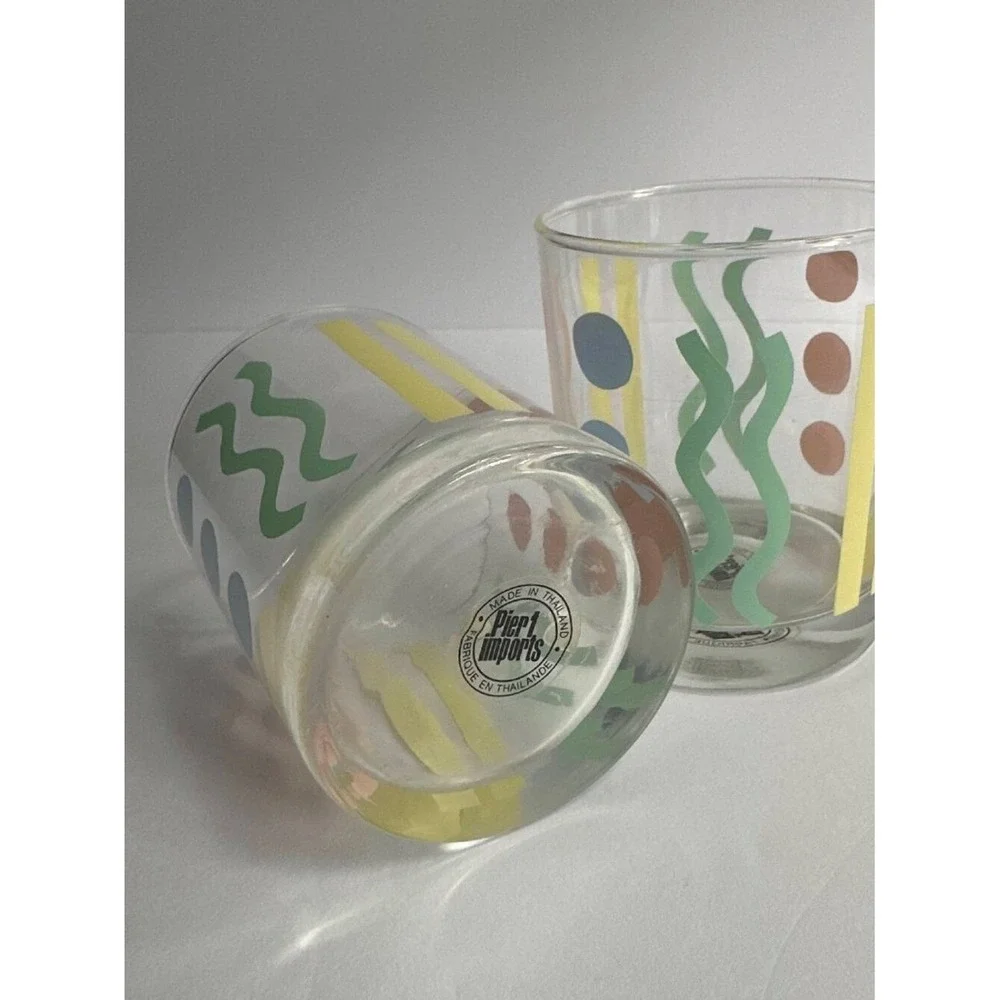 Vintage Pier 1 Imports Memphis-Style Rocks Glasses (Set of‎ 2)